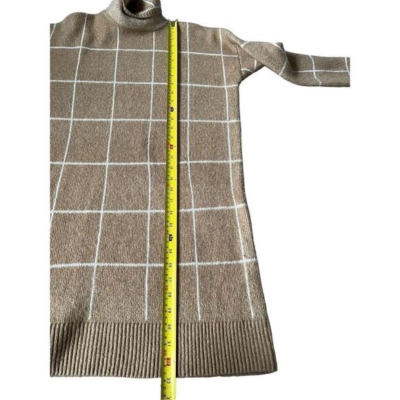 Madewell Windowpane Turtleneck Sweater Dress size S Tan - Picture 7 of 12